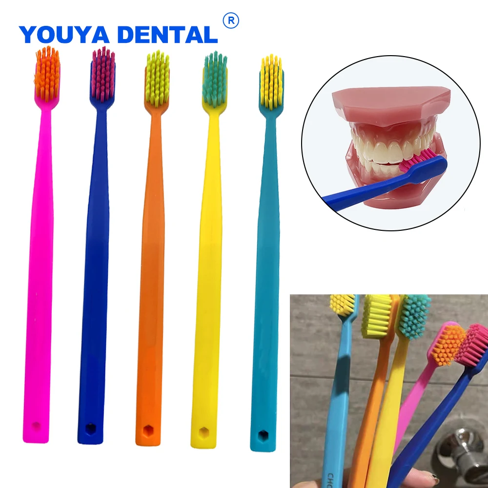 5pcs Color Adult Bristle Toothbrush Household Teeth Brush Orthodontic Braces Tooth Cleaning Oral Care Non Toxic Toothbrushes