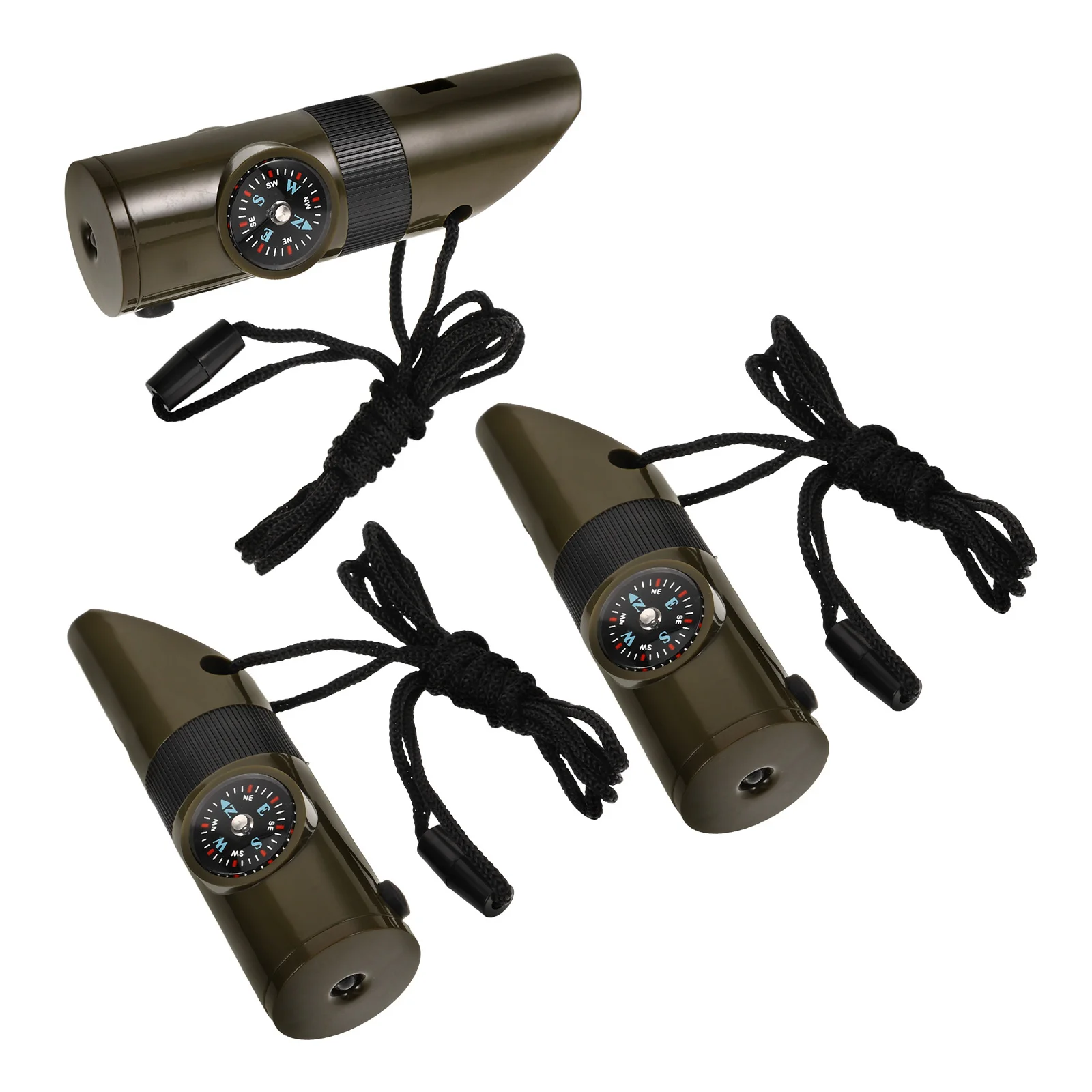 3 個の屋外救命ホイッスル多機能明るい光付きナビゲーションコンパスキャンプハイキング用