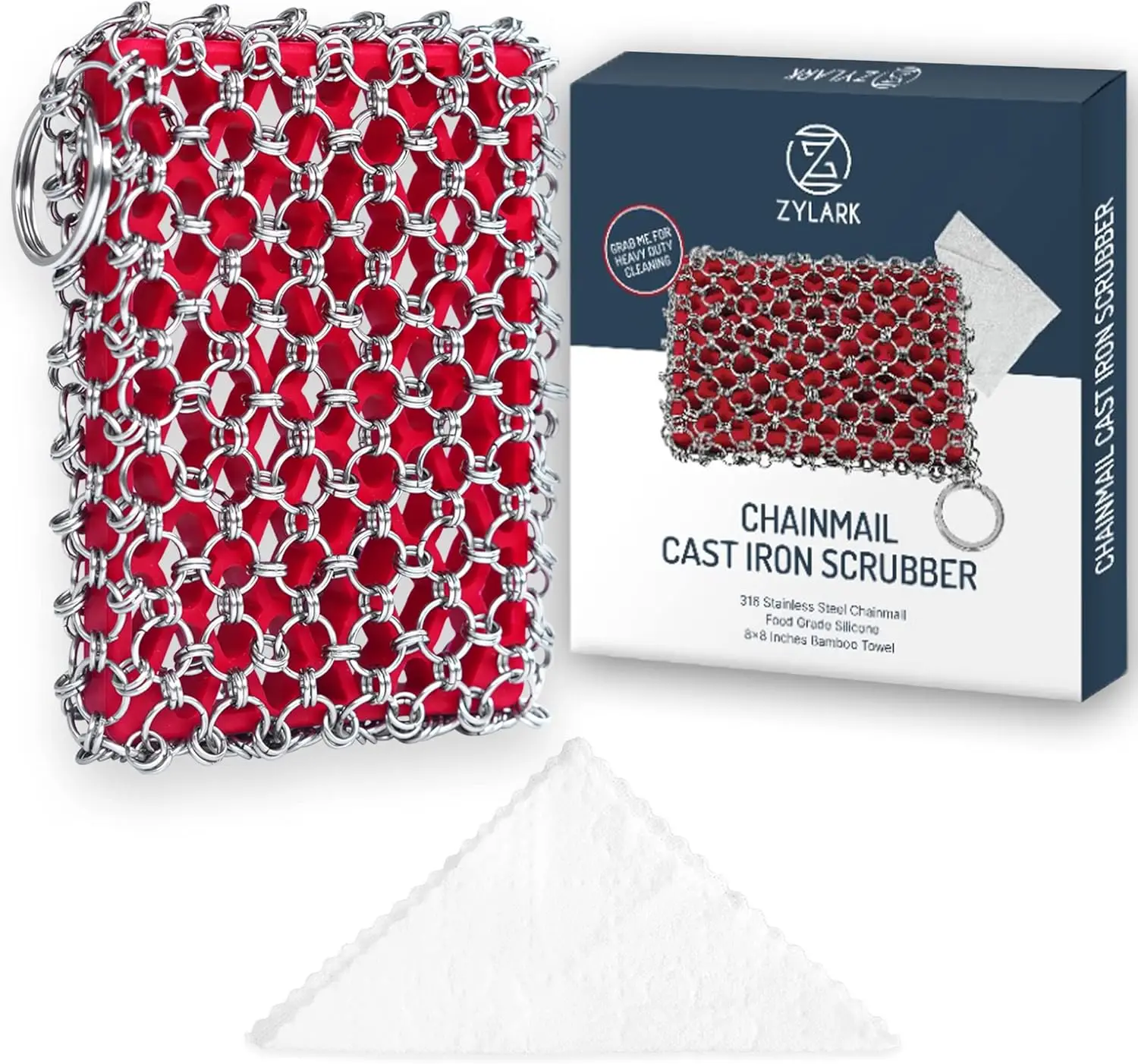 

Набор для чистки из нержавеющей стали (цепочка-скребок) для чугунных сковород и казанов – Прочный комплект для уборки с бамбуковой салфеткой