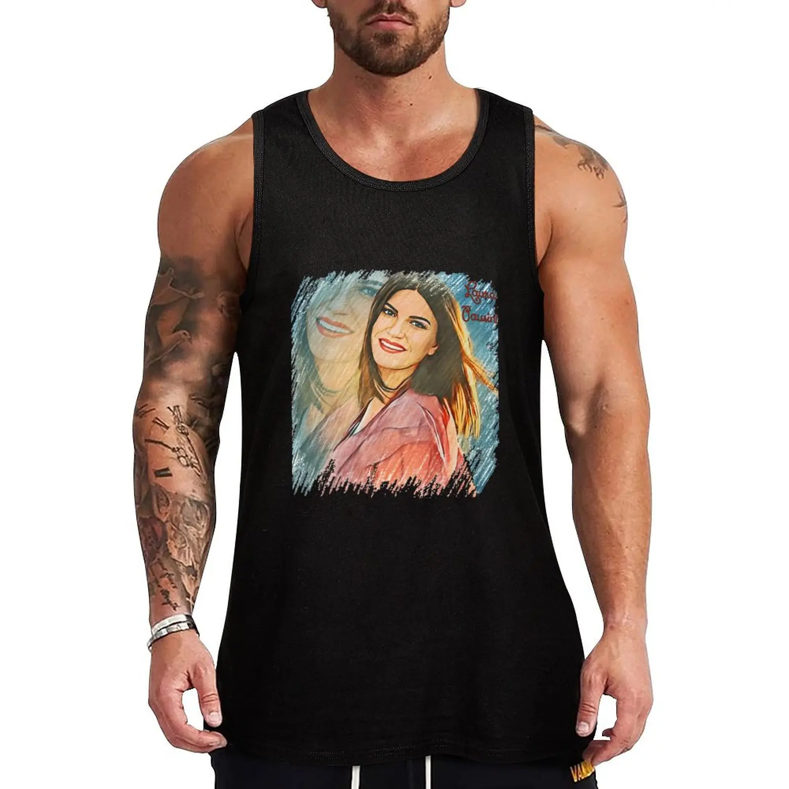 LAURA PAUSINI Tank Top t-shirt for man Sleeveless men sports vest quick-drying t-shirt