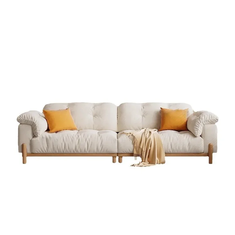 

Cream wind cat scratching cloth cloud sofa Japanese log wind small apartment living room modern simple