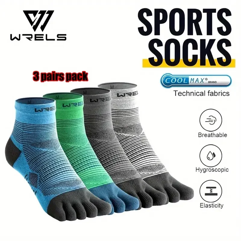 WRELS 1/3 ペアつま先ソックス COOLMAX ファイブフィンガーソックス アスレチック ランニング グリップ 速乾性 通気性 パフォーマンス 5 フィンガー スポーツ ソックス