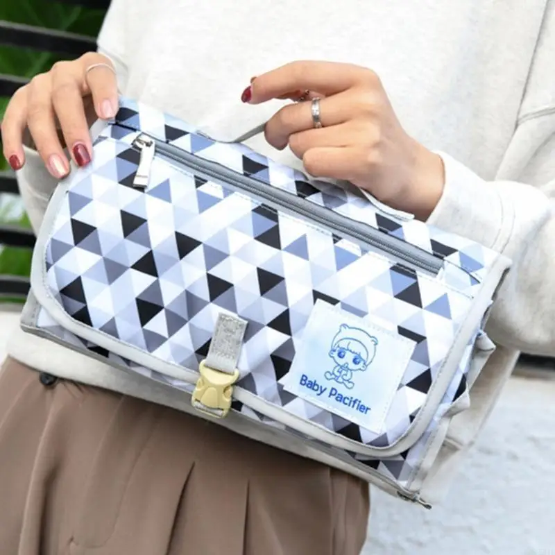 

581F Versatile Baby Changing Pad Bag with Ample Storage Space Fashion Diaper Clutches Multifunctional Bag for Active Parents