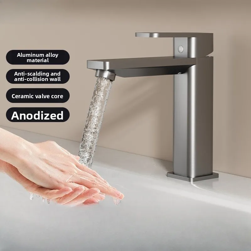 Bathroom Aluminum Alloy Basin Faucet, Rust-Proof with Ceramic Valve Core, Hot & Cold Water Mixer Tap for Washbasin