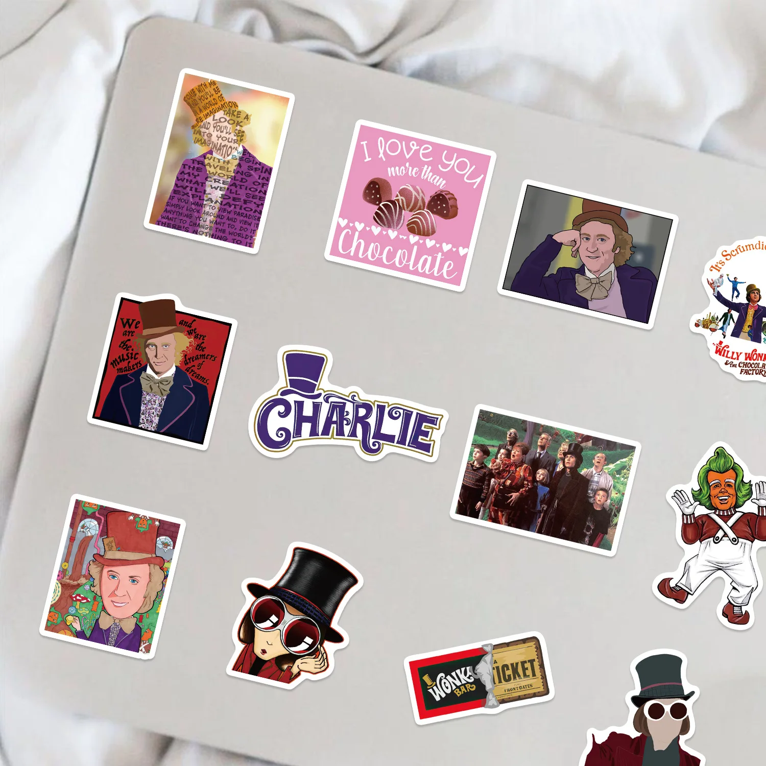 10/30/60 pçs charlie e a fábrica de chocolate adesivo para mala skate portátil bagagem telefone estilo diy decalque pegatina