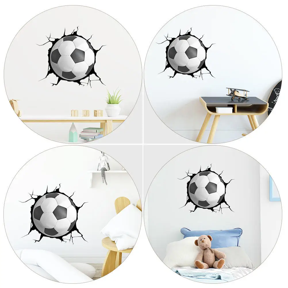 2 Sheets Soccer Stickers PVC Wall Decals Creative Theme Room Fridge Door Window Decoration Cheerful Indoor