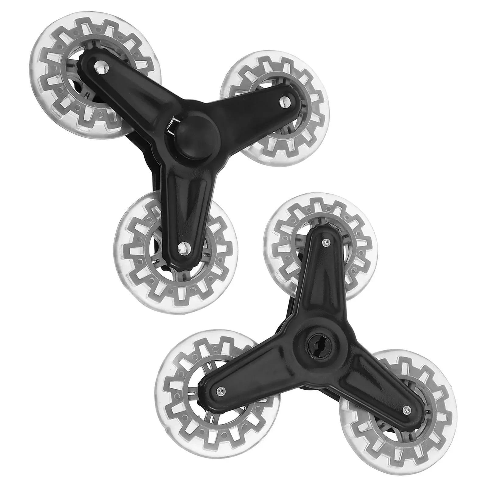 1Pair Triangle Wheels Stair Climbing Shopping Cart Replacement Foldable Utility Grocery Casters Grey