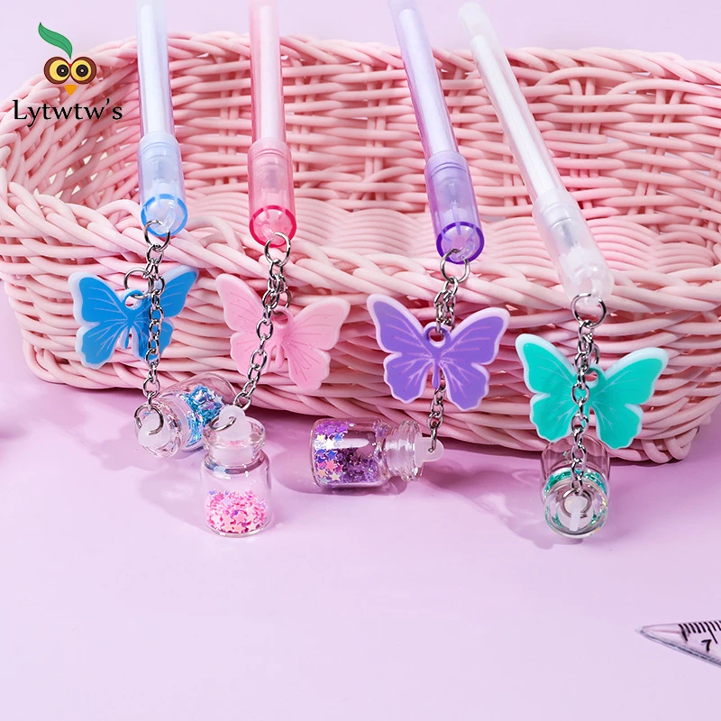 1 Piece Lytwtw's butterfly Pendant Toy Gel Pen School Officel Supplies Stationery Cute Kawaii Creative Lovely Sweet