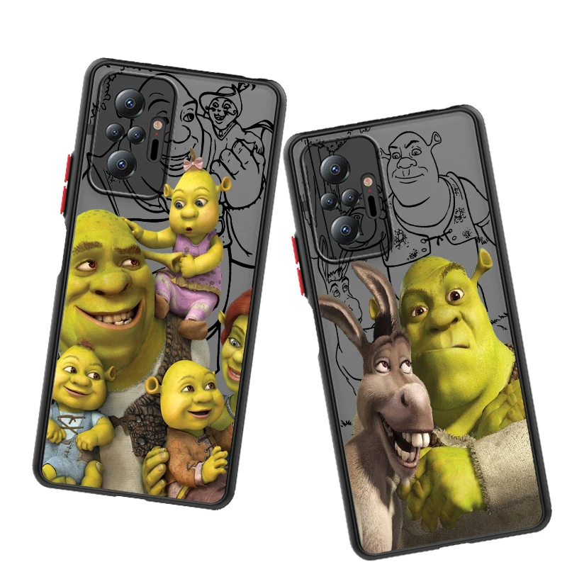 C-Cartoons Moive S-Shreks Coon Frosted Translucent For Redmi Note 13 12 12S 12T 11 11T 11E 10 10S 9 Pro Plus 5G Soft Phone Case