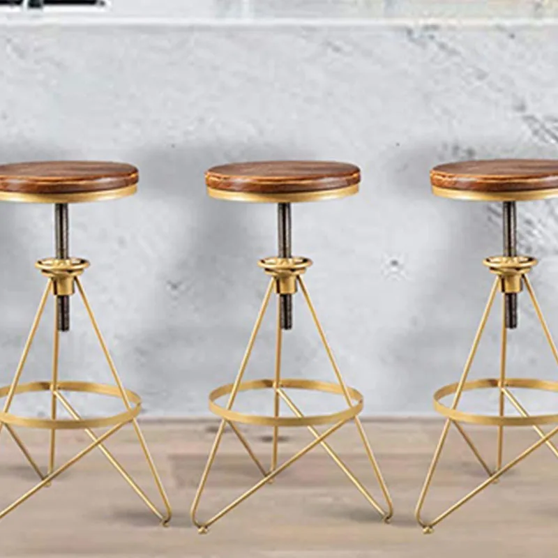 Nordic Minimalist Bar Chair Iron Kitchen Island Round Lounge Bar Stool Makeup Artist Cushions Sillas Para Comedor Furnitures