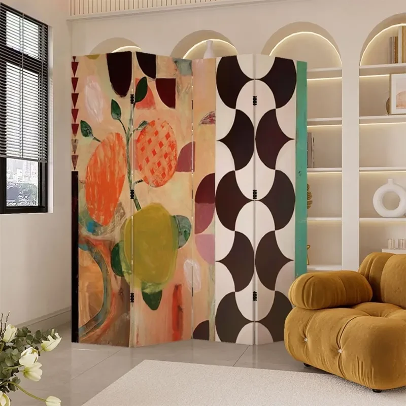 French Style Folding Room Divider Screen Modern Simple Floor Standing Partition for Living Room Porch Background Home