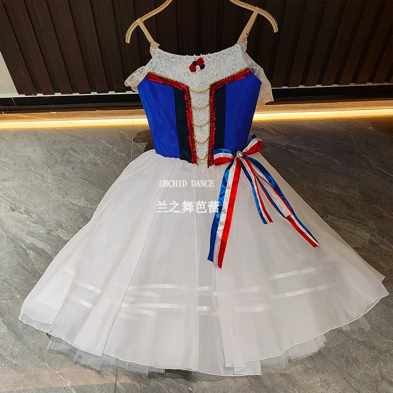 High Quality Custom Size Kids Girls Women Adult Paris Flames Dance Performance Wear Long Romantic Ballet Tutu Dress