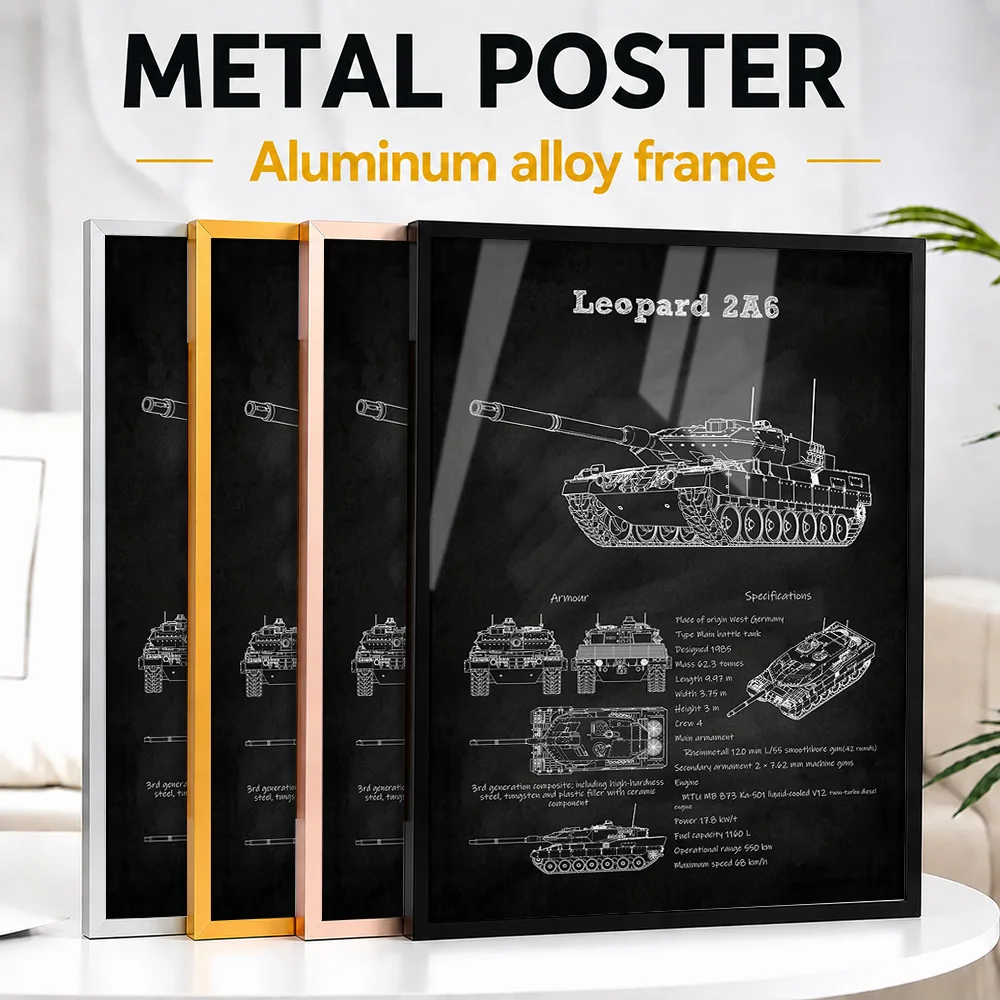 Leopard 2A6 Tank Germany Framed Aluminum Metal Poster Customized Photo Tactical Style Wall Art For Den Thoughtful Veteran Gift