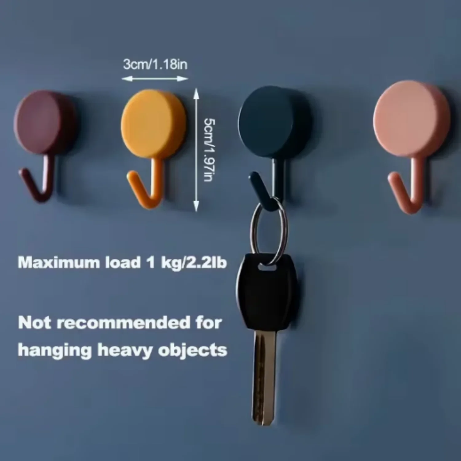 Waterproof wall hooks | small plastic hooks in macaron colors and white pink, blue, turquoise, black,yellow,no-drilling required - Detail 1