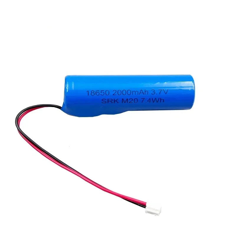 100% New 18650 Battery Lithium Ion Rechargeable Battery 3.7V 2000mAh 18650 Emergency Lighting Replacement With Plug PH2.0 Cable