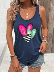 Women’s Vest Funny Heart Racerback Tanks Three Color Hearts Graphic Tank Top Fashion Summer Racerback Outfit Vacation Sexy Tops