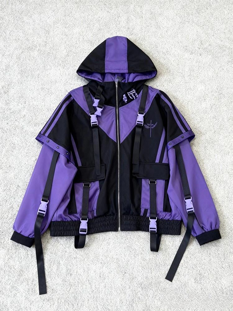 

Осень-зима Y2K уличная одежда куртки женские японские топы в стиле Харадзюку контрастного цвета верхняя одежда на молнии повседневная мода пальто большого размера