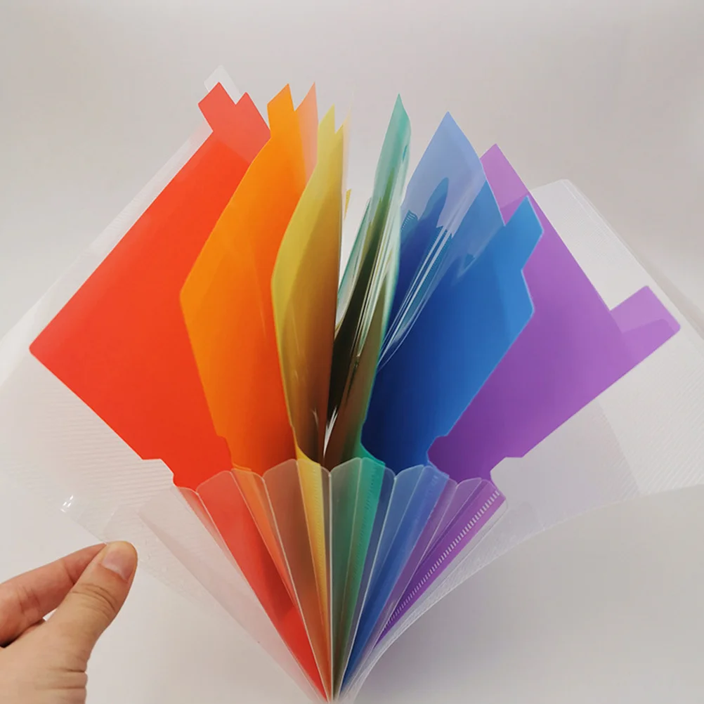

2Pcs File Folder Plastic Expanding Accordion Folder 7 Pockets Bright Colors Buckle Document Holder Office Home