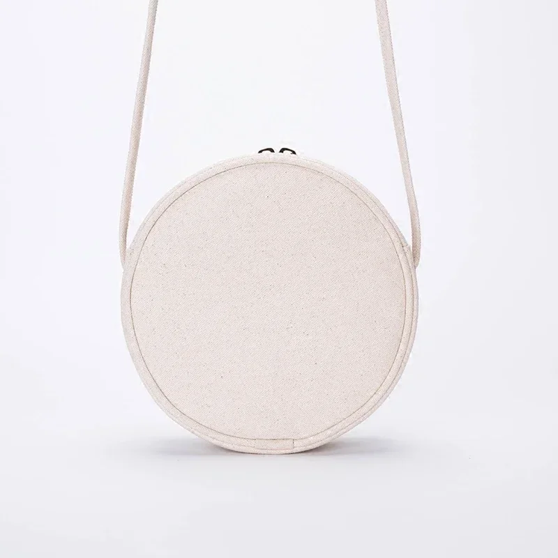 atinfor Eco Cotton Canvas Mini Bag Women Shoulder Bags Round Casual Daily Cross Body Cute Lady Handbags