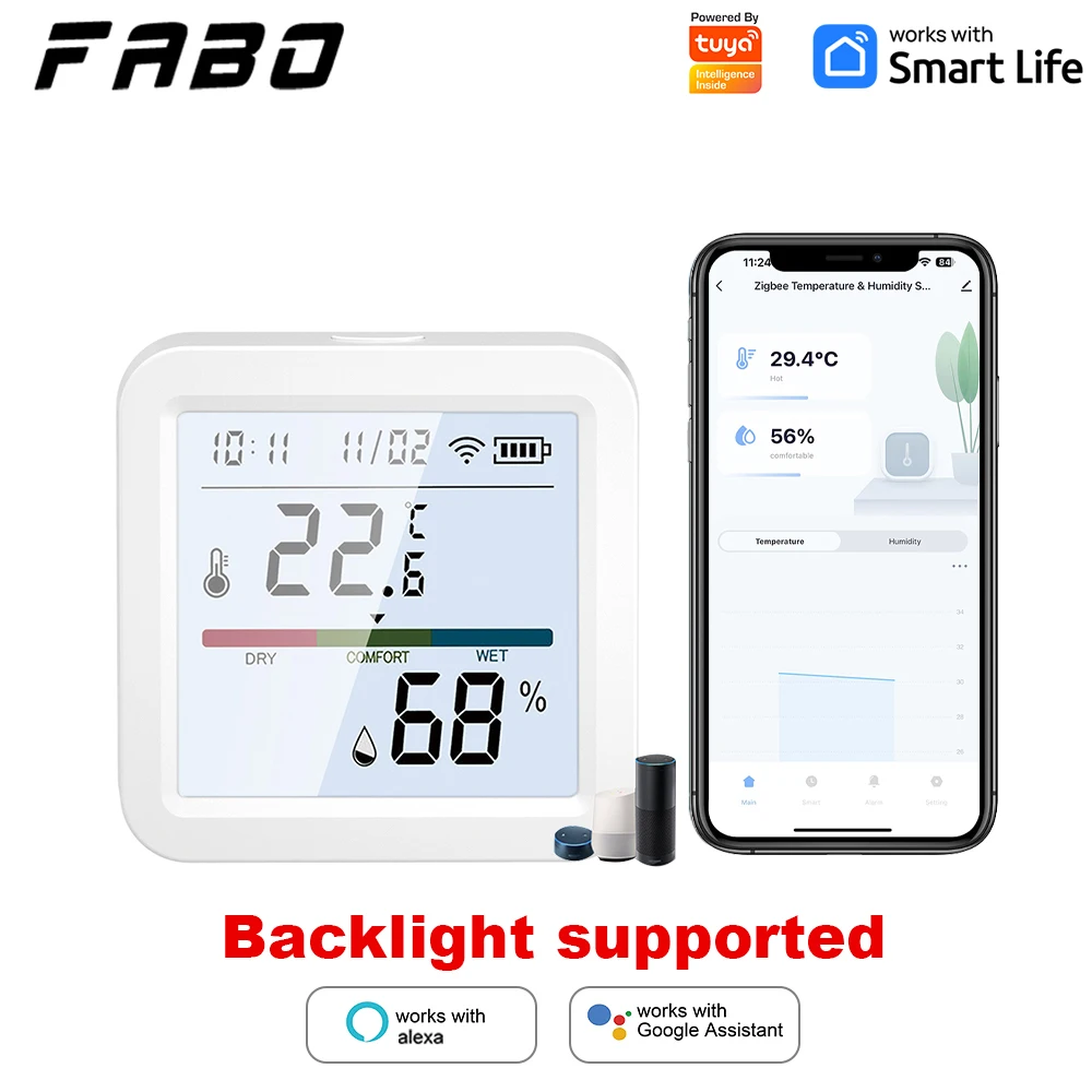 

Newest Tuya WiFi Temperature Humidity Sensor Smart Life APP Backlight Hygrometer Thermometer Support Alexa Google Home Assistant