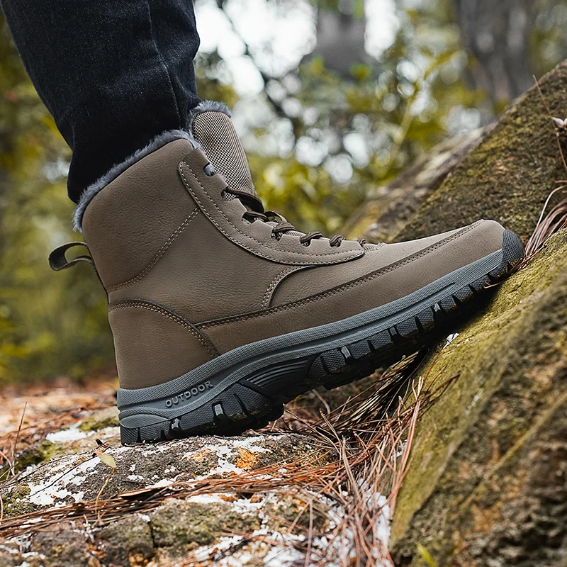 أحذية رجالية شتوية مع بطانة مخملية، أحذية قطنية جلدية دافئة، مقاومة للماء، مقاومة للرياح، غير قابلة للانزلاق، للرجال في الهواء الطلق، عالية الجودة Cold-R #2