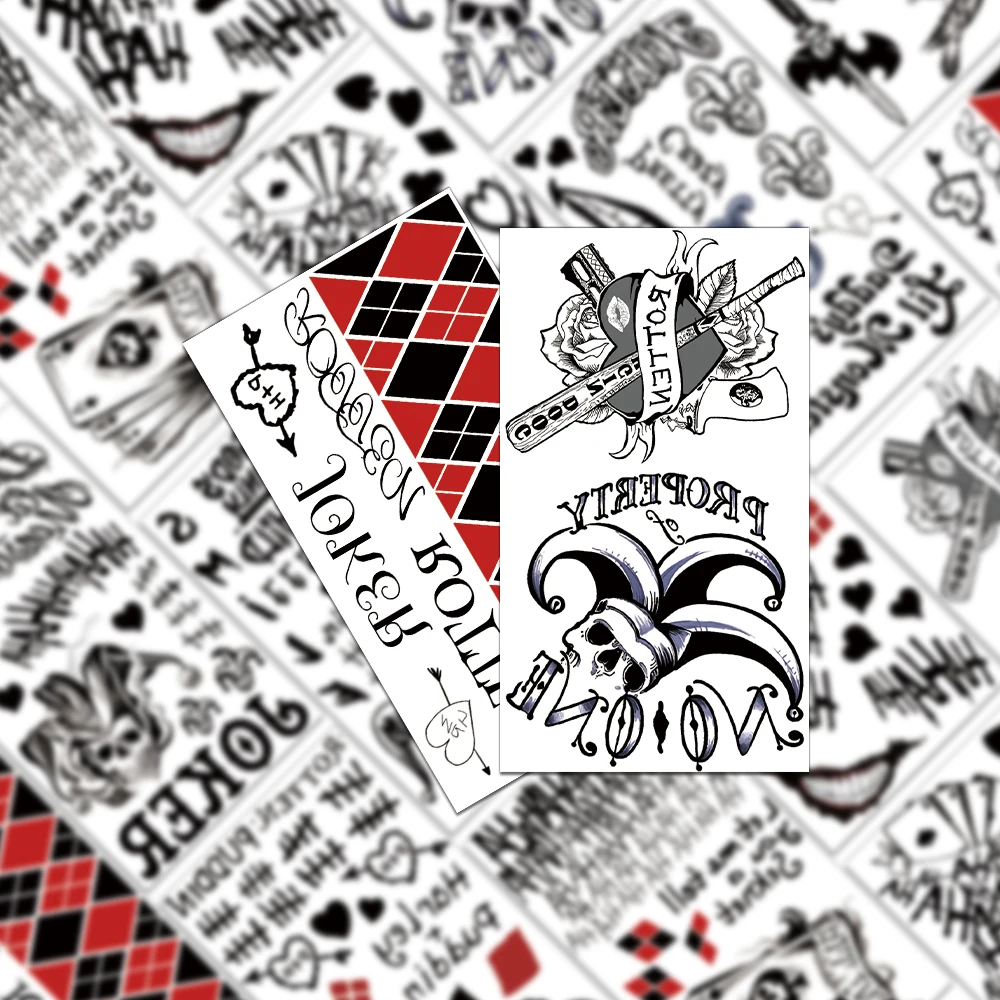 10 個クリエイティブピエロタトゥーステッカー、シンプル、防水、耐久性、ハンドバックギフト、パーティーパーティーフェイスステッカー、装飾