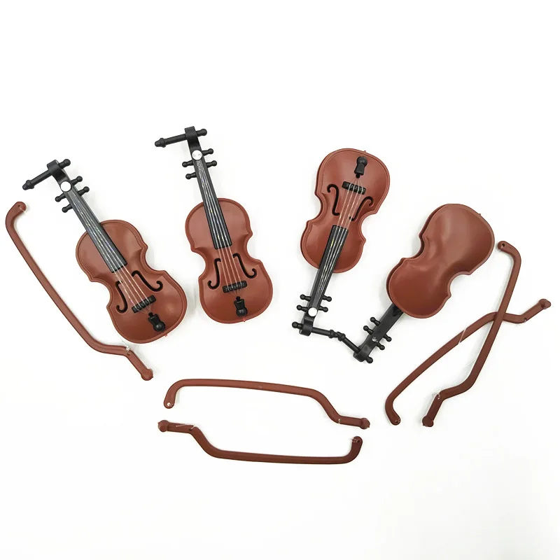 Dollhouse Guitar Wooden Musical Instrument Collection Decorative Model Gifts Mini Violin With Support Miniature