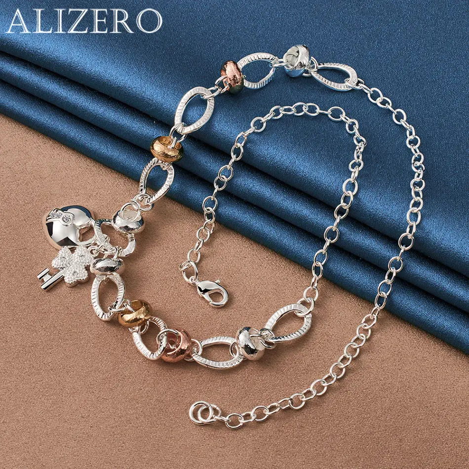 ALIZERO 925 Sterling Silber 45cm Herzkettenhalskette für Damen, Charm-Trend, Geburtstagsgeschenke, Mode-Party, Edler Schmuck – Detail 7