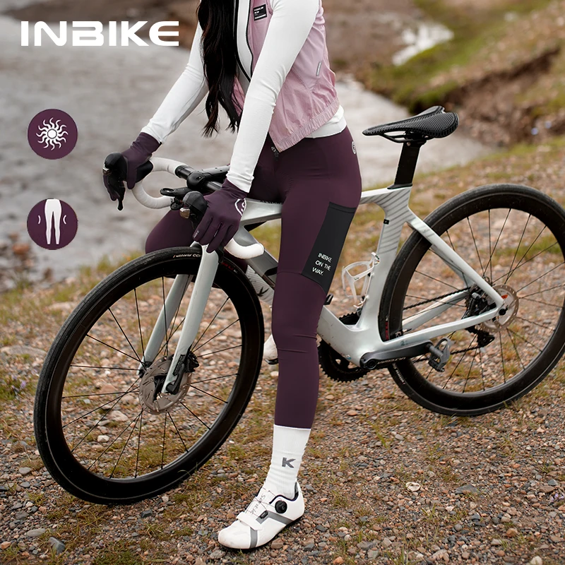 INBIKE Winter Cycling Bib Pants Women Bicycle Clothing MTB Pants Toursers Fleece Bike Bibs Leggings with Pockets Road Clothes