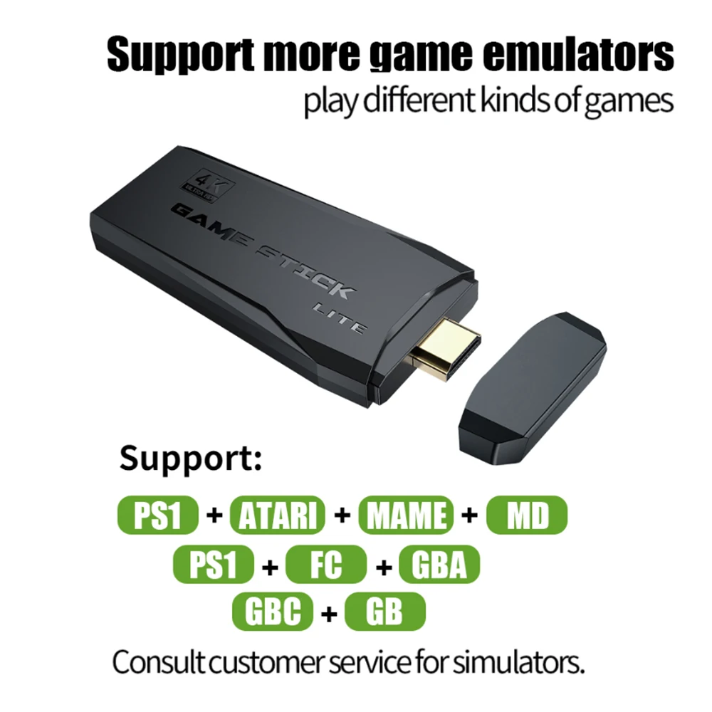 M8 Video Game Console 2.4G Double Wireless Controller 64G 4K Game Stick Built-in 14000 Retro Games for PS1/GBA Boy Birthday Gift