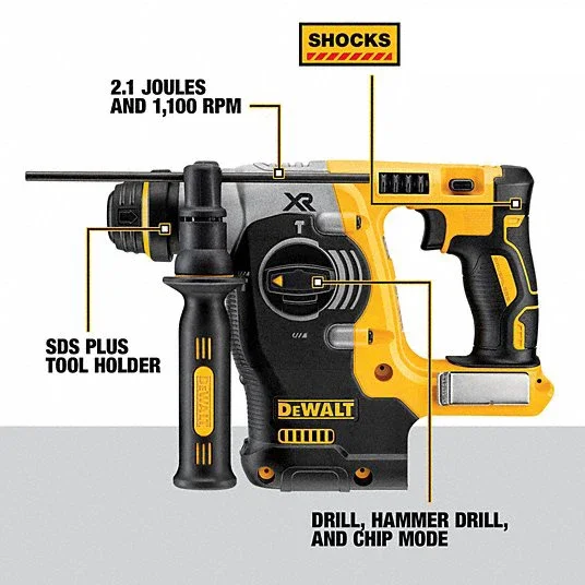 DEWALT DCH273 1in Brushless Cordless SDS PLUS L-Shape Rotary Hammer 18V Lithium Power Tools 1100RPM 4600BPM 2.1J Bare Tool