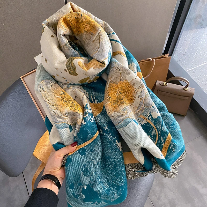 2023 Winter Cashmere Scarf for Women Thick Blanket Shawls Warm Wraps Neckerchief Female Fashion Bandana Bufanda Pashmina