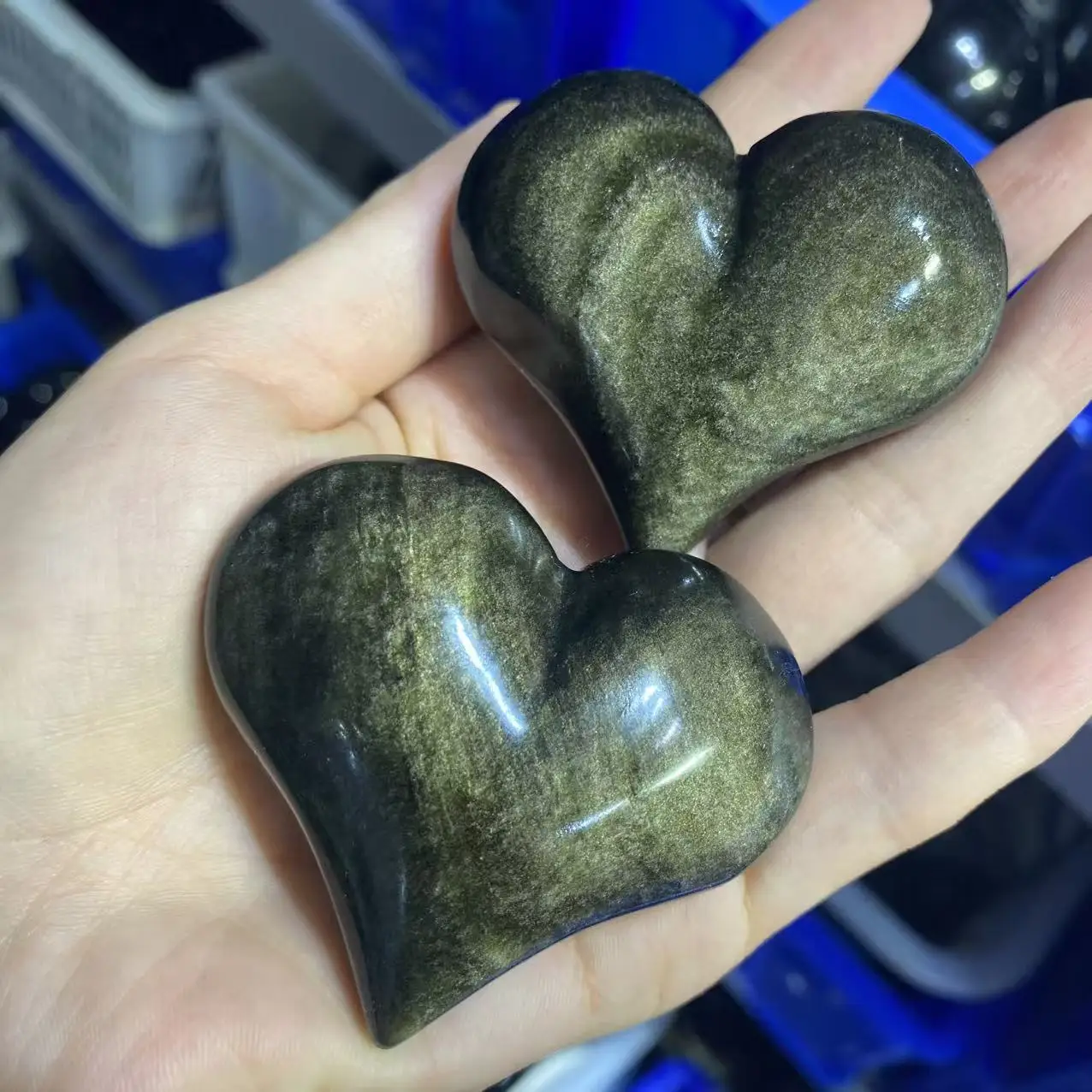 Natural Golden Obsidian Crystal Quartz Heart, With Healing Properties, Energy Gemstone, Purifying And Demagnetizing Effect, Divi