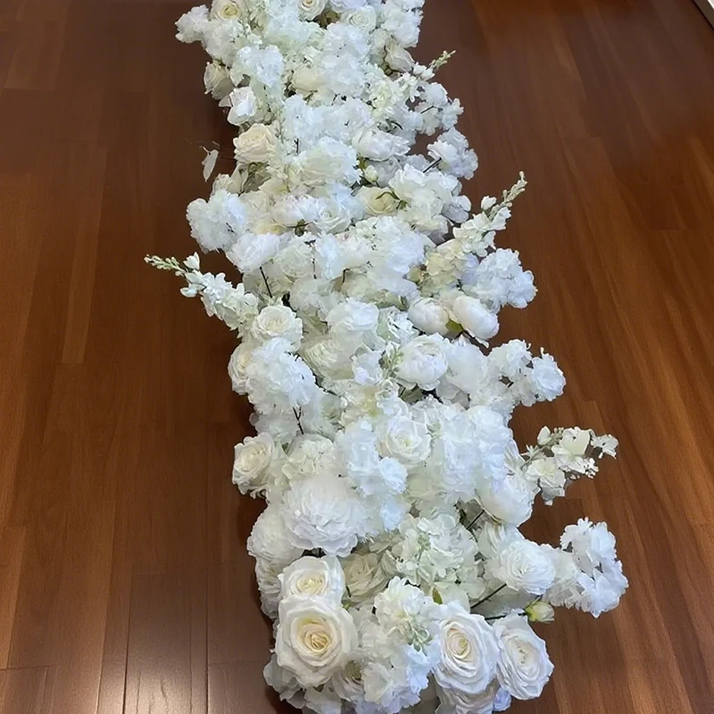 فاخر 200/100 سنتيمتر الأبيض الأحمر روز زهرة اصطناعية صف الزفاف الجدول محور الزهور خلفية جدار أقواس ديكور المرحلة فلورا