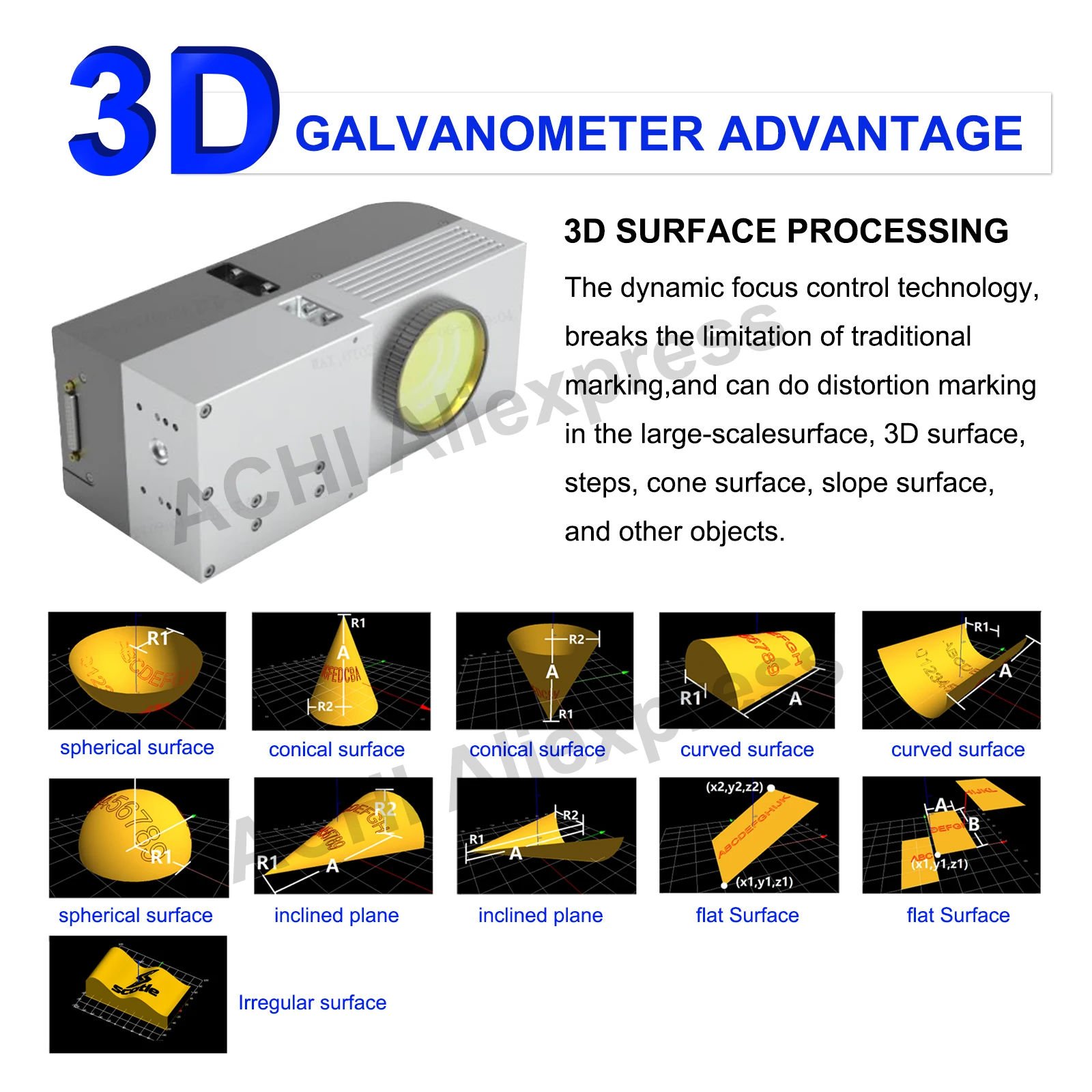 3D 300W Laser Marking Machine JPT MOPA Fiber Laser 3D Relief Marking MA