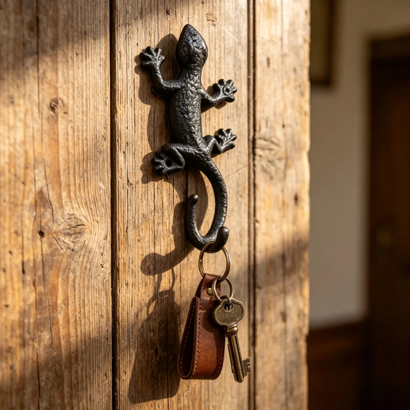 Retro Cast Iron Gecko Wall Hook Decorative Hook Garden Courtyard Outdoor Storage Wall Mounted Home Decor Festival Gift