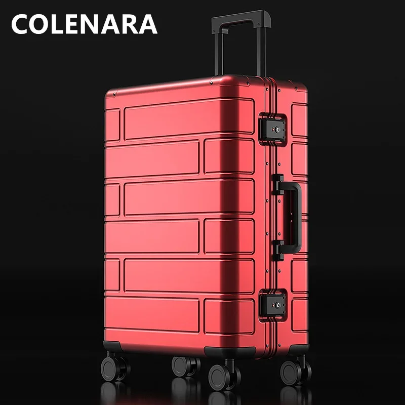 COLENARA 20"24"28Inch Luggage Business Trolley Case Full Aluminum Magnesium Alloy Boarding Box Men's Travel Bag Cabin Suitcase