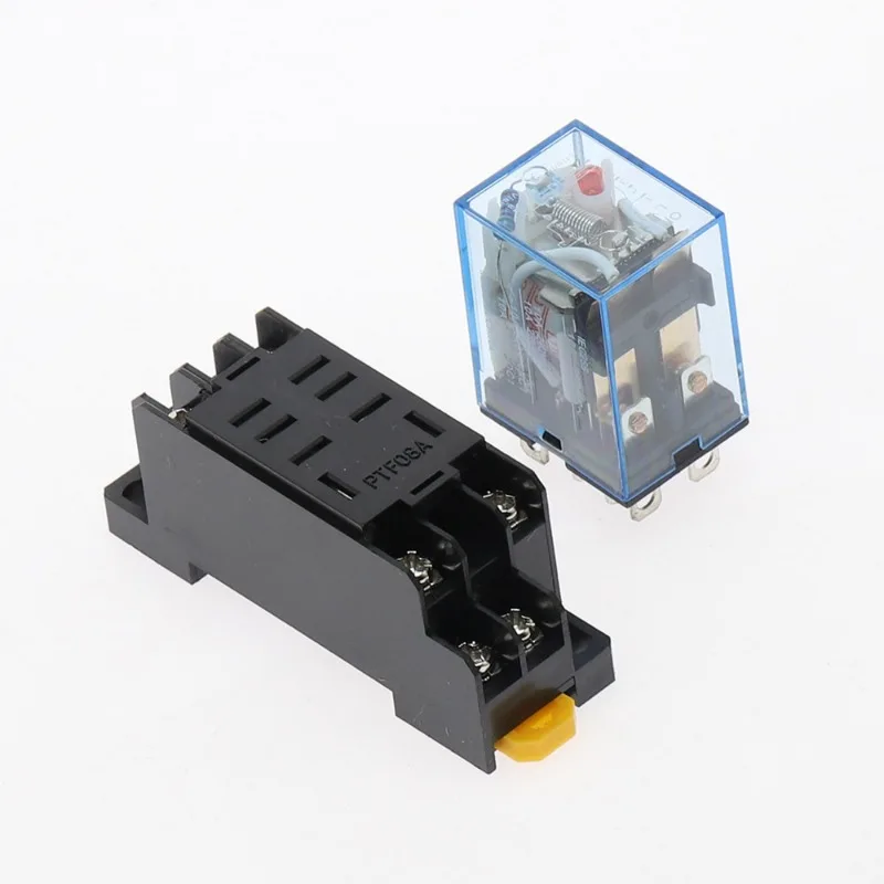 10set 12V 24V DC 110V 220V 380V AC Coil Power Relay LY2NJ DPDT 8 Pin HH62P JQX-13F With Socket Base OK