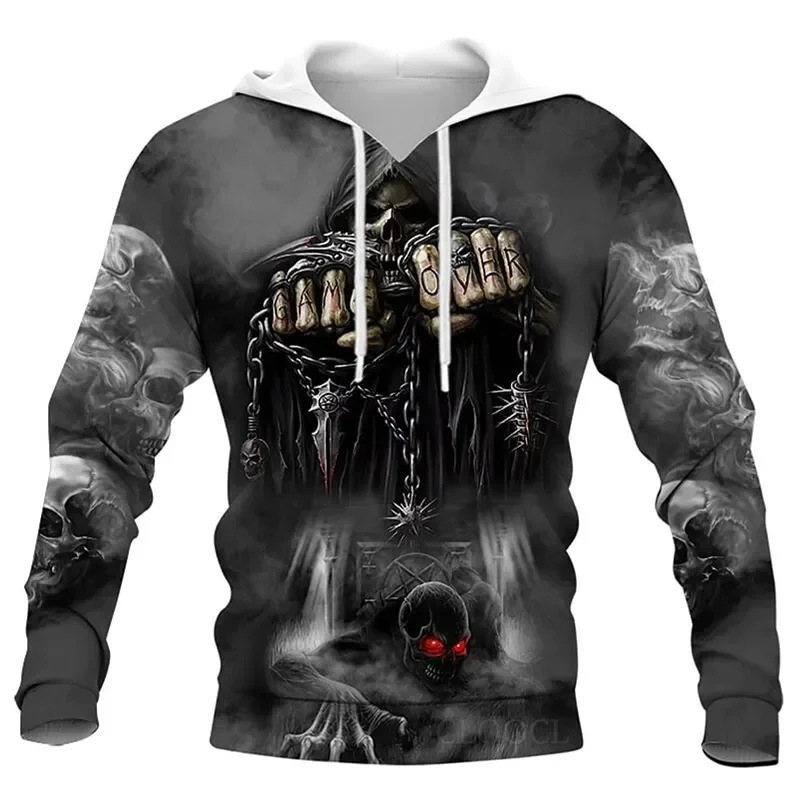 3D Printed Skull Graphics Men\'s Hoodie Tops Fashion Unisex Sweatshirt