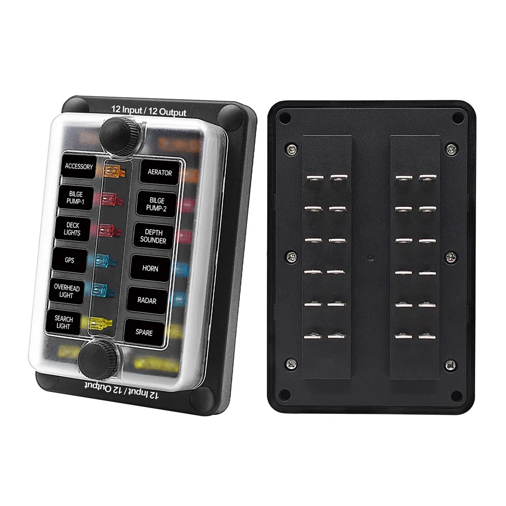 

Double-Row 12-Way One-in-One-Out ATO or ATC Fuse Shared Waterproof Fuse Box