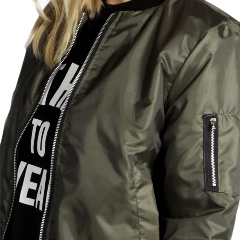 Chaquetas finas de manga larga para mujer, chaqueta Bomber básica con cremallera, abrigo informal con cuello redondo, prendas de vestir exteriores