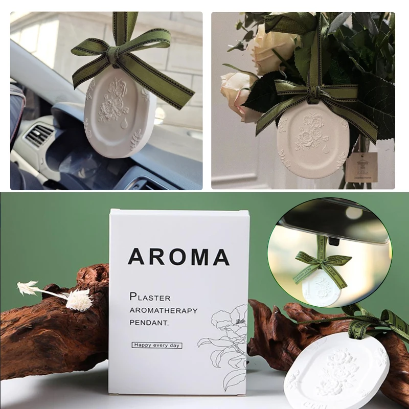 Solid Aroma Diffuser Gypsum Embossed Flower Fragrance Tablet Fragrance Car Fragrance Hanging Girl's Companion Gift