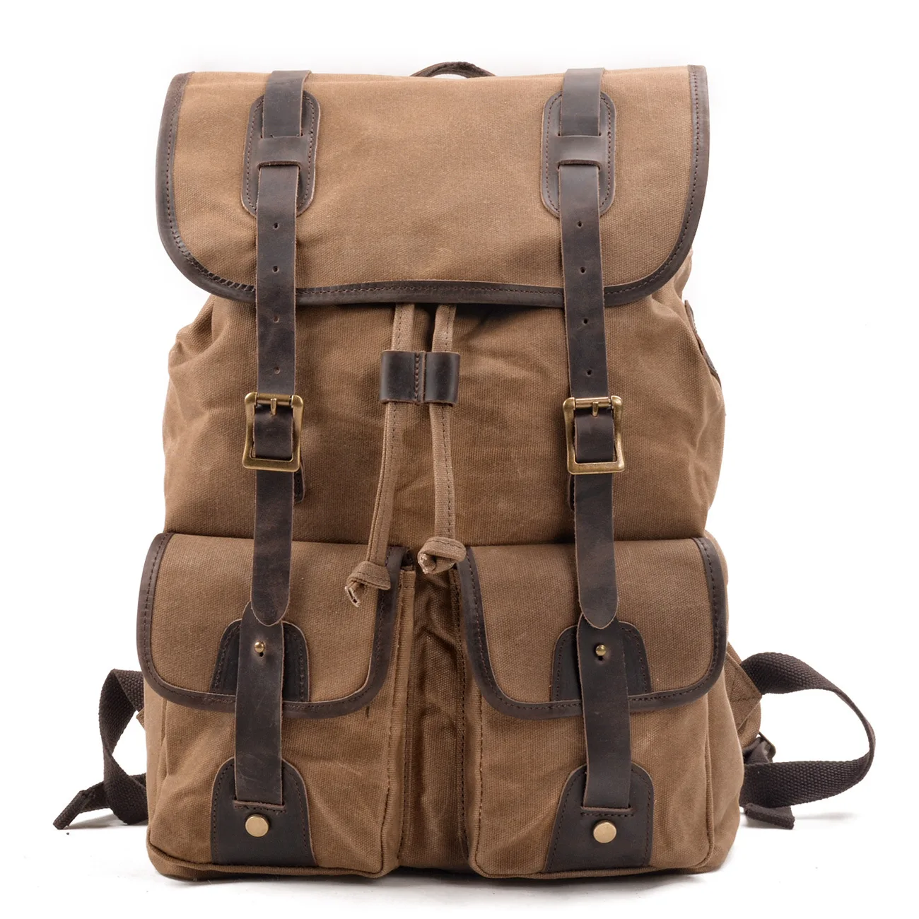 Backpack canvas stitched cowhide mountaineering bag Camping Backpack outdoor Backpack