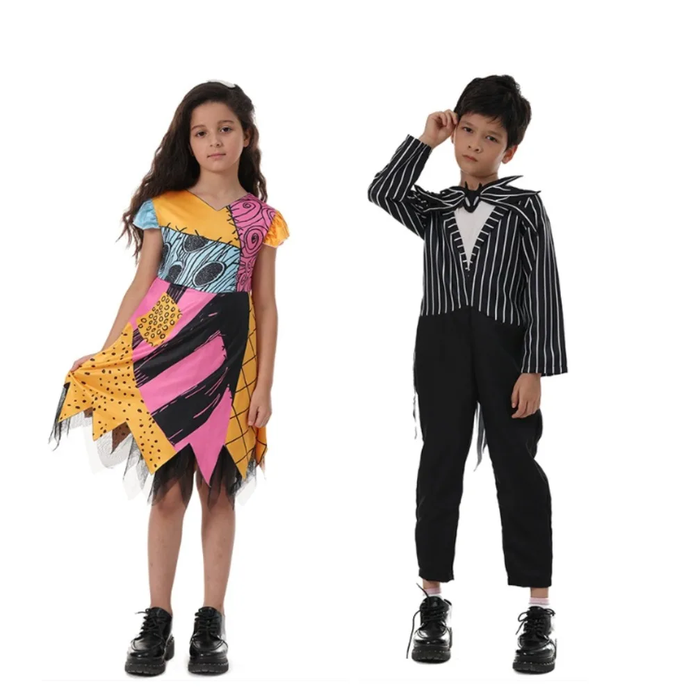

Halloween Sally Jack Costume for Girls The Nightmare Xmas Role Play Dress Up Boy Black Jumpsuits Toddler Cosplay Clothes
