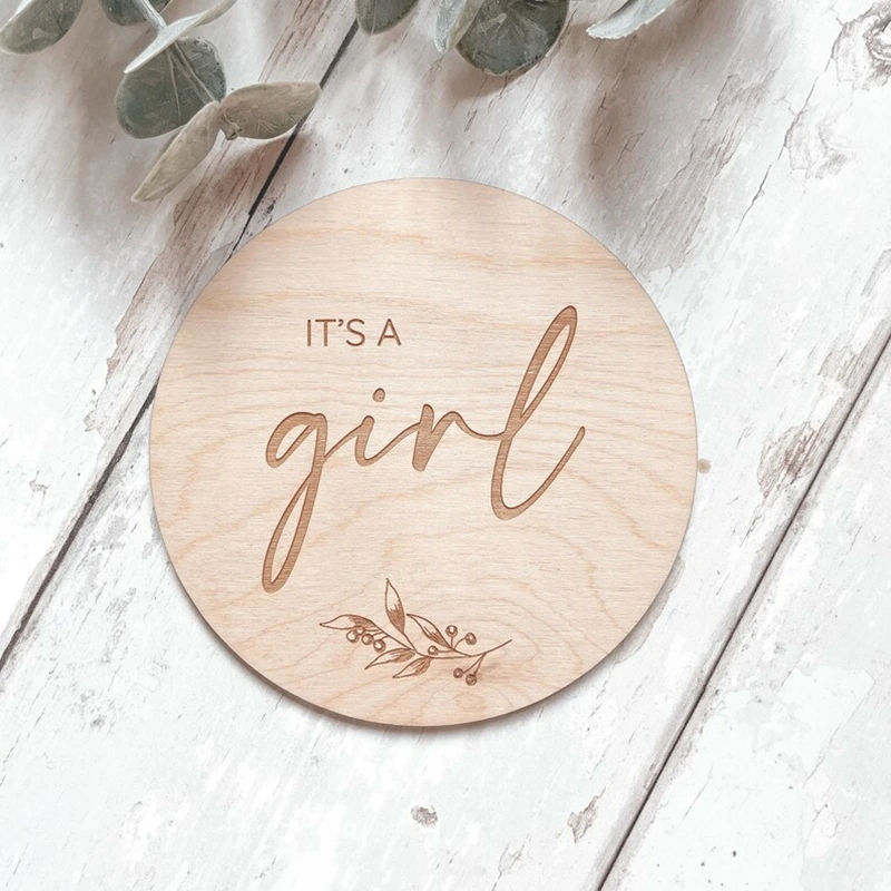 20x Laser Engraved We're Having a Baby Wooden Disc Wooden Pregnancy Announcement Social Media Flat Lay Prop Baby Arrival Sign