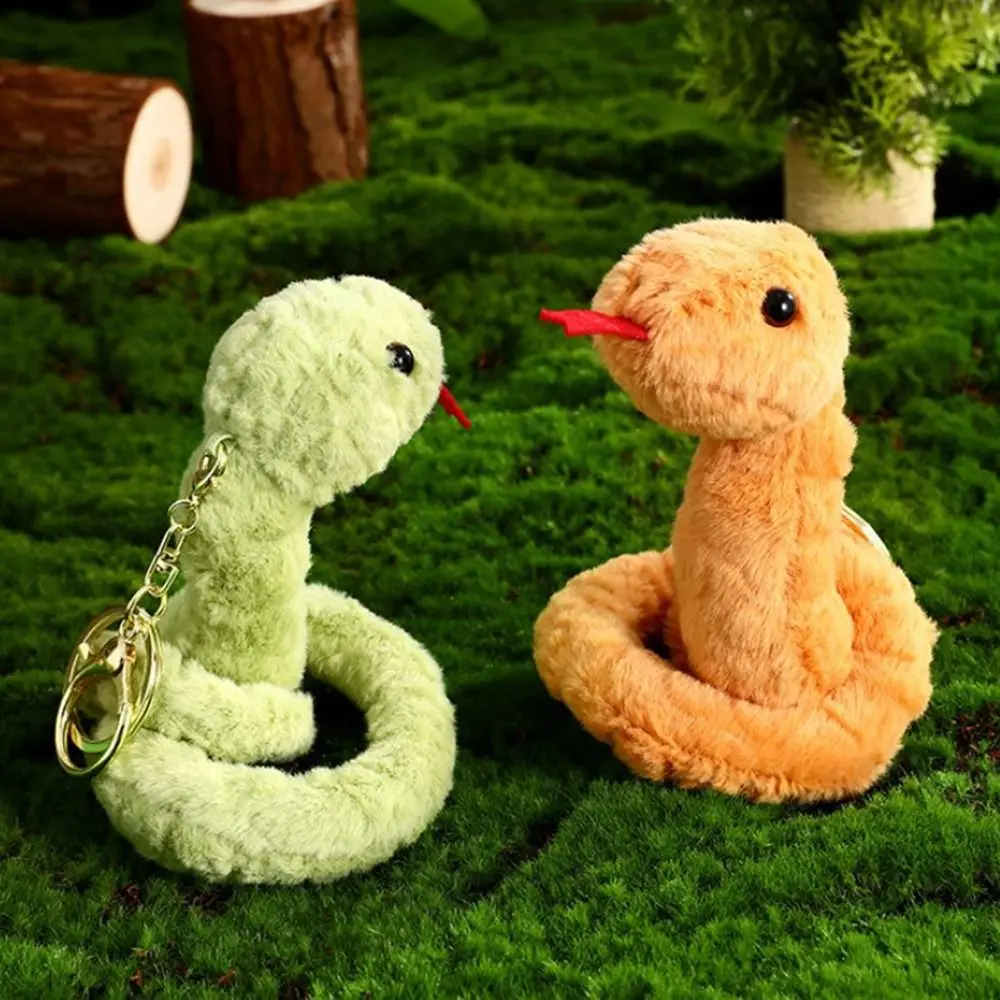 Fashion Cartoon Animal Snake Keychain Furry Soft Plush Toys Pendant Bag Hanging Key Decor Snake Stuffed Dolls Children