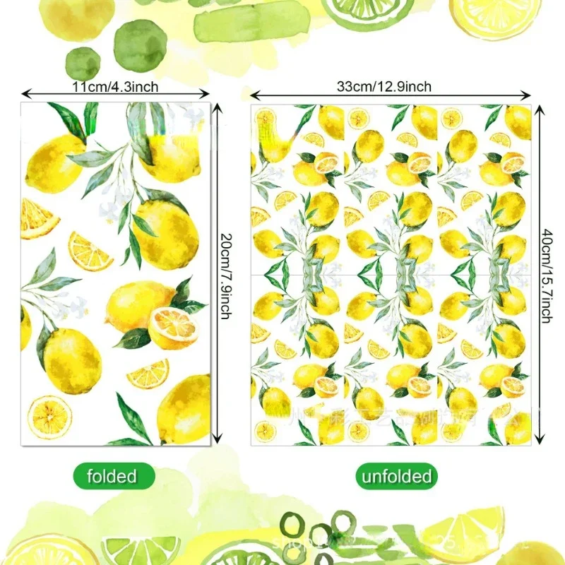 20pcs/Pac 33*40cm 2-Ply Hawaiian Watercolor Lemon Fruit Printed Long Paper Napkin Party Festival Disposable Paper Placemat