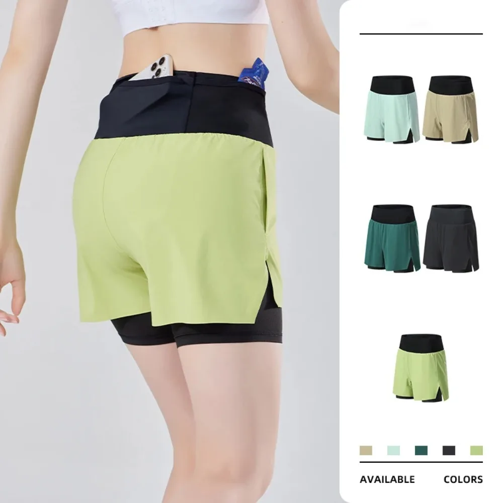 

(S-XL)High Waist Women Marathon Running Shorts with Inner Lining Back Pocket Moisture-Wicking Fabric for Yoga Tennis Badminton