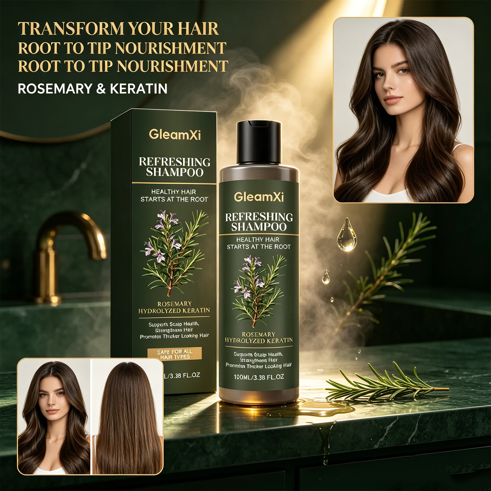 Rosemary Hair Oil - Biberiye Şampuanı Yağ Kontrolü Ferahlatıcı Düzleştirici