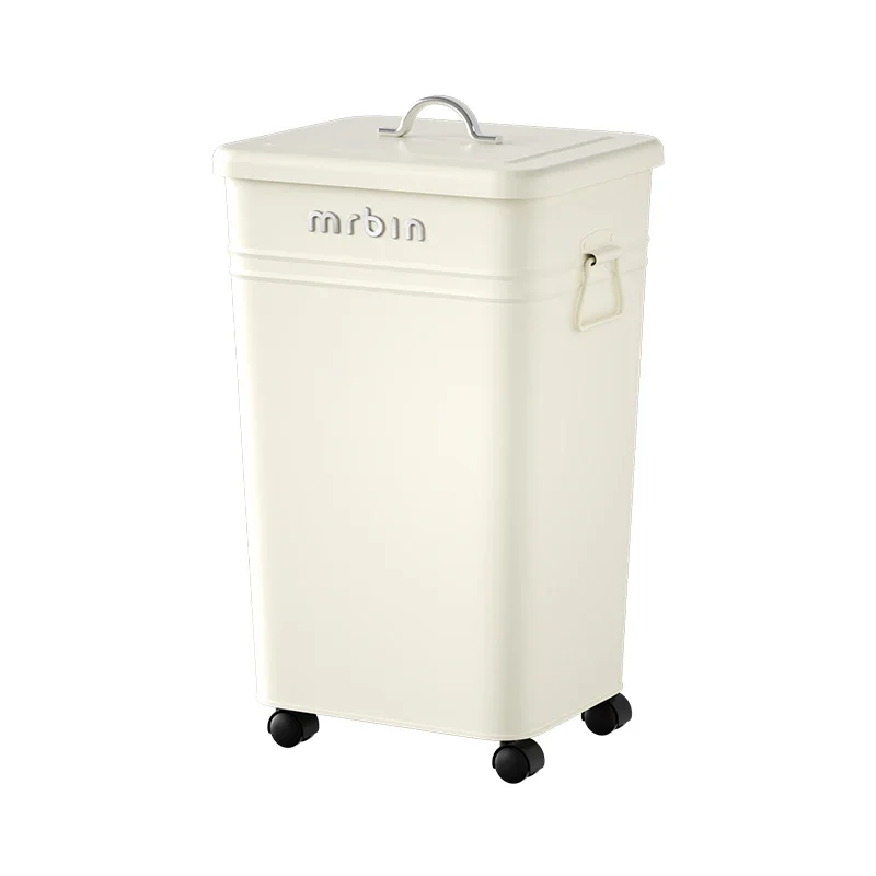 26L Mobile Trash Cans with Wheels Kitchen Home Living Room with Lid Outdoor Patio Tall Large Capacity Kitchen Trash Bin